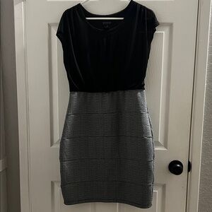 Evan Picone Black and Gray Mini Dress
